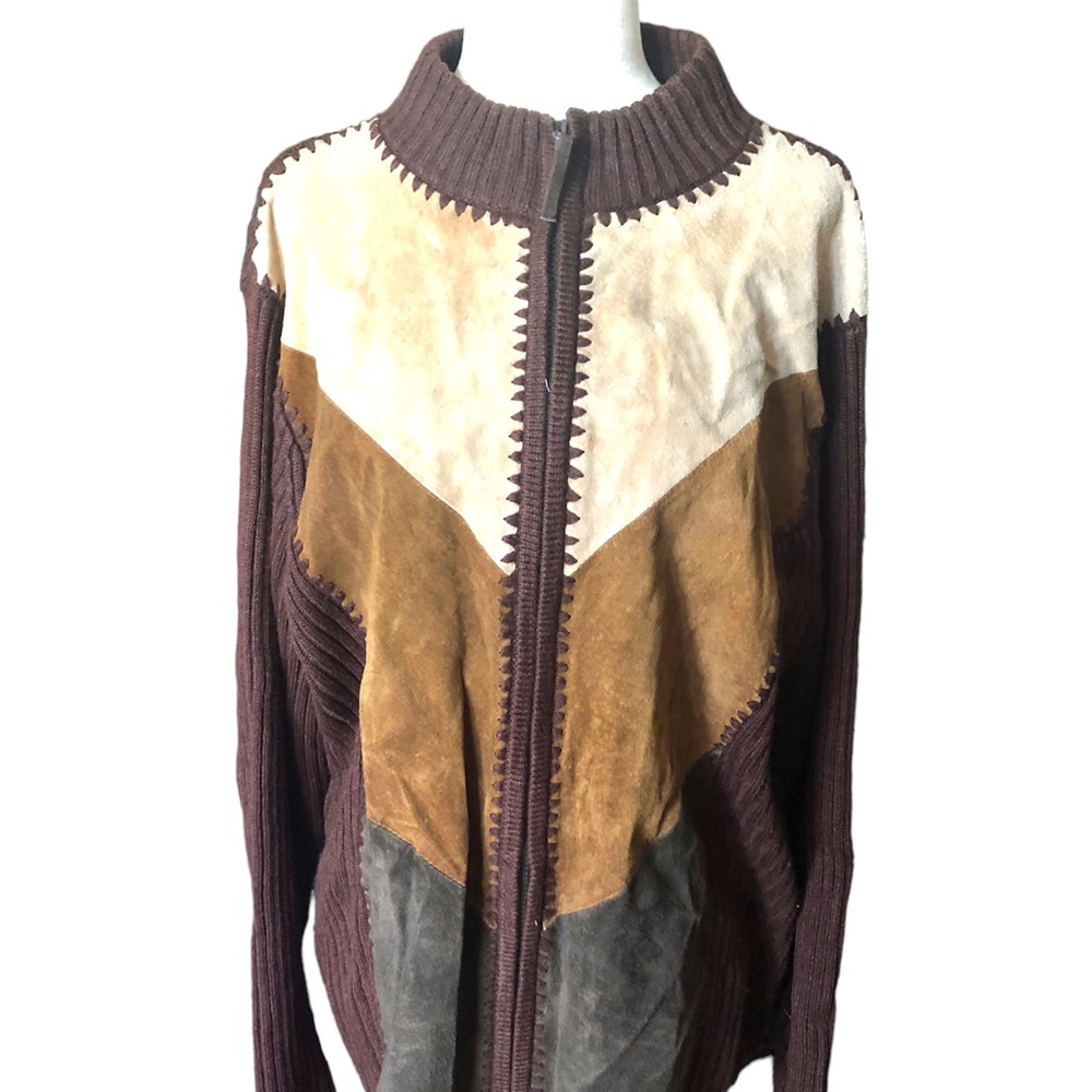 Vintage Designers Originals Studio Suede Brown Sweater 70s Grandmacore Jacket 1X
